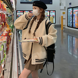 新款现货！羊羔毛棒球服外套休闲风浙宝180A/货号8855/p175控258，女装短外套，浙宝180A