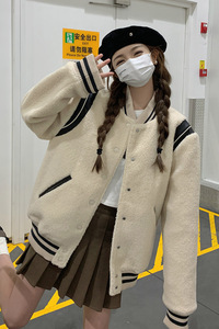 新款现货！羊羔毛棒球服外套休闲风浙宝180A/货号8855/p175控258图片