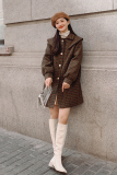 现货韩系秋冬格子中长款毛呢外套178/913/P165/K248，女装毛呢外套，浙宝180A