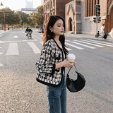 千鸟格小香风外套女2025年春秋新款韩系高级感炸街气质名媛短上衣，女装短外套，浙宝180A