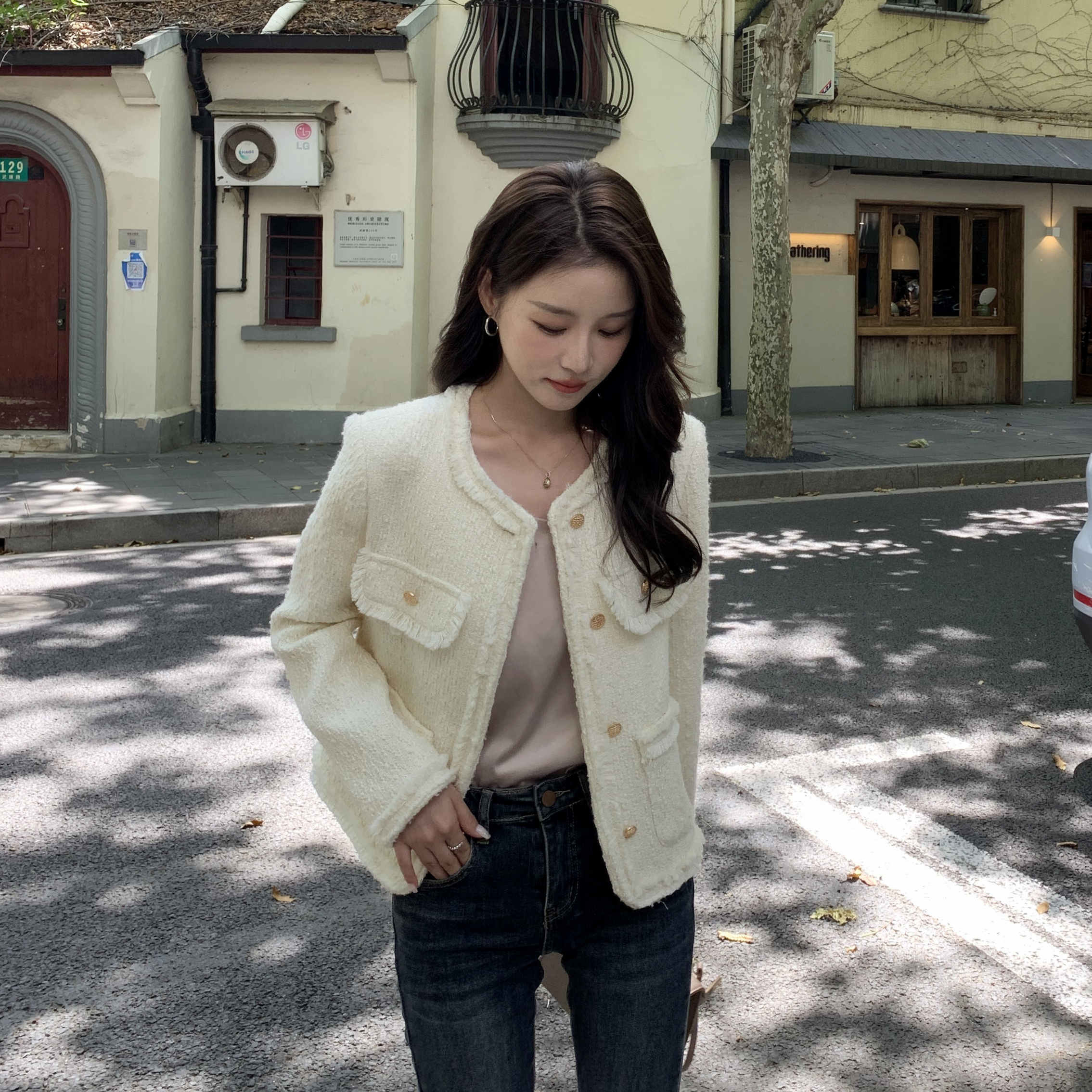 名媛气质小香风短外套女2023春新款小个子韩版小众高级感休闲上衣,女装短外套,浙宝180A