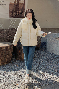 现货秋冬韩版宽松奶油色羽绒服 178/908/P245/K338图片