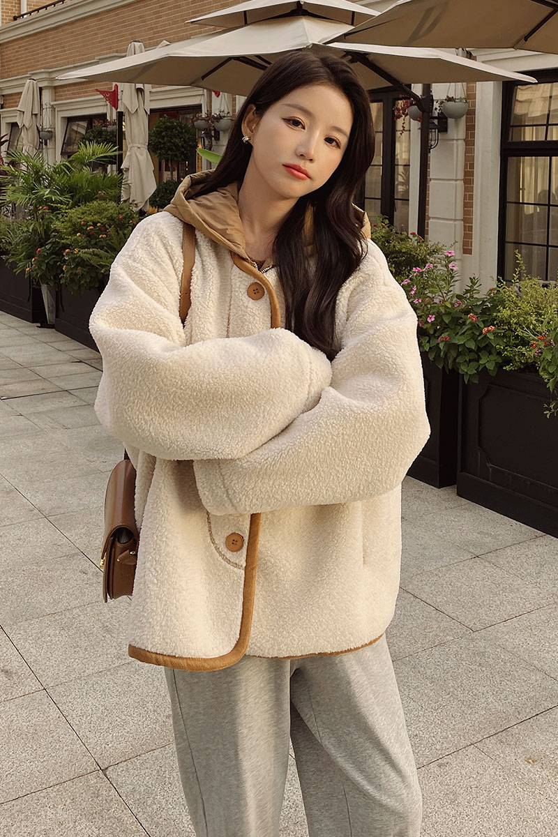 2022年新款撞色复古羊羔毛外套女冬季178/1803/P168/K258,女装短外套,浙宝180A