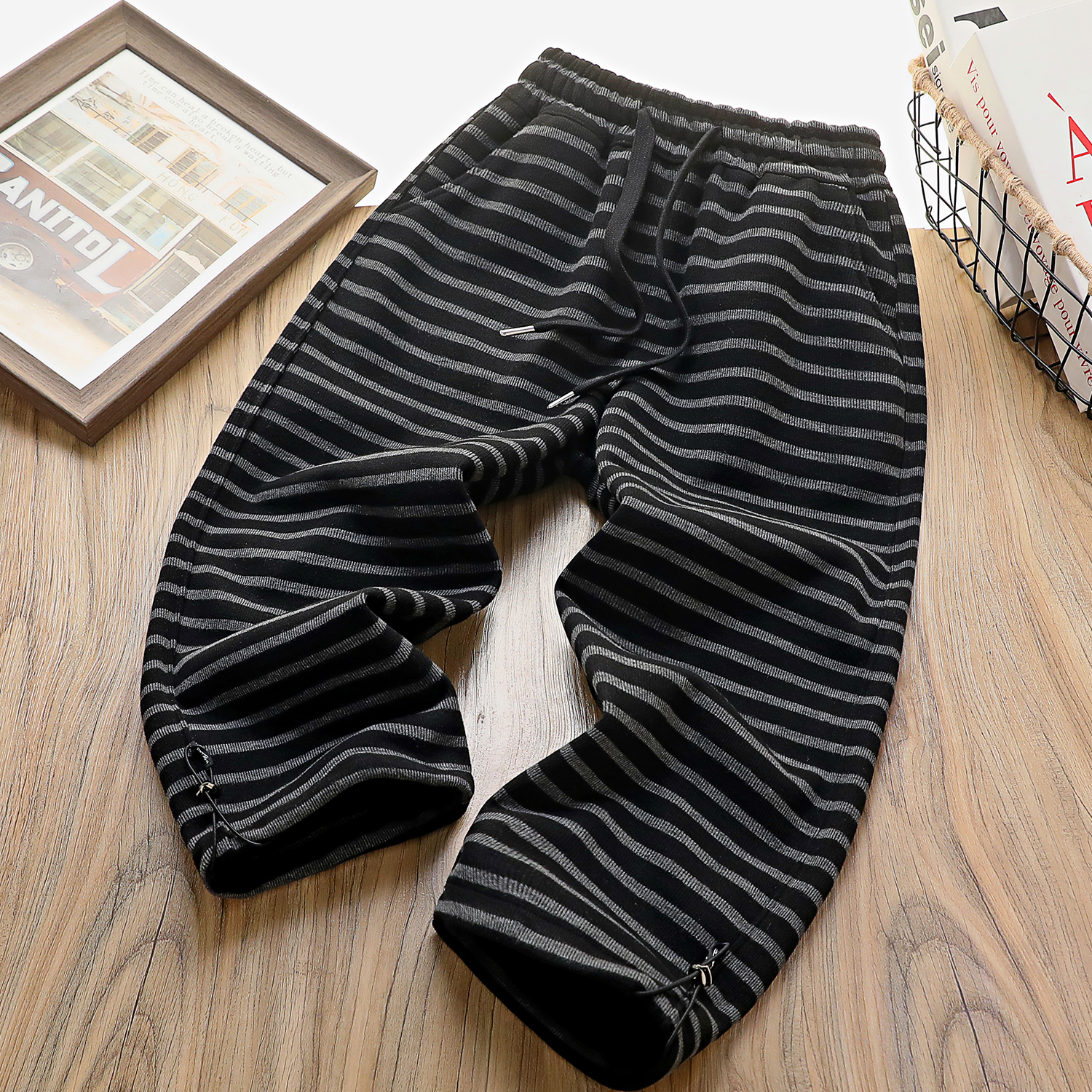 男童春秋条纹运动裤百搭束脚卫裤