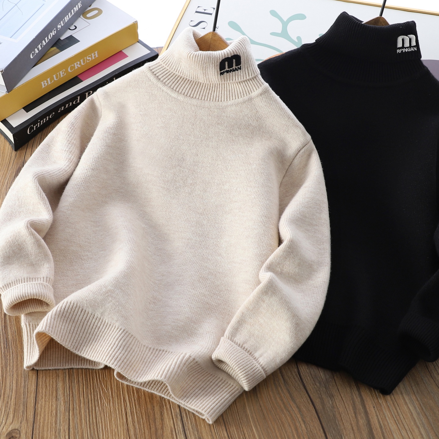 男童百搭羊毛衫加厚加绒高领毛衣