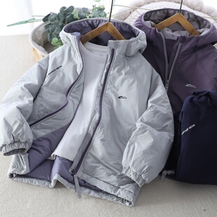 男童杜邦棉轻棉服2025冬季 儿童夹棉加厚连帽潮外套中大童保暖棉衣