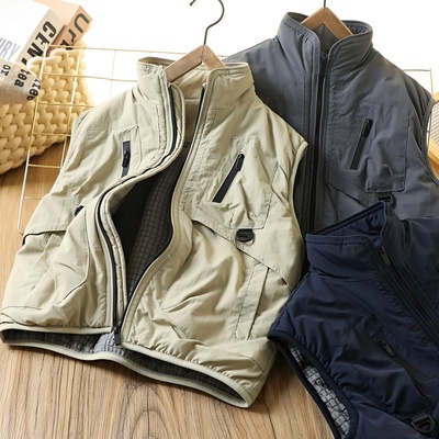 男童秋冬桑蚕丝内胆薄绒马甲坎肩