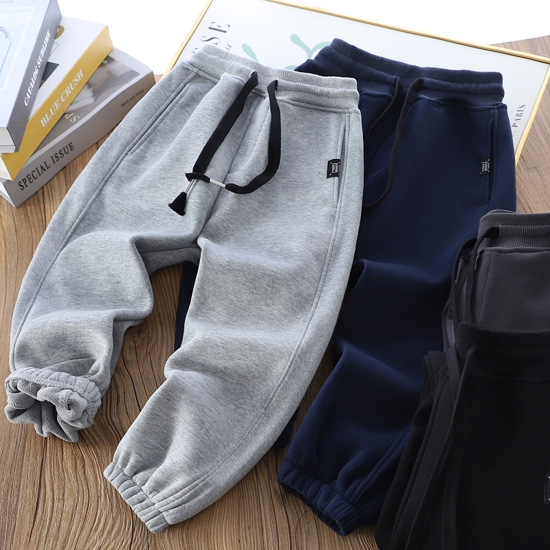 男童加绒宽松运动裤2025冬季儿童刺绣加厚潮卫裤中大童百搭长裤子