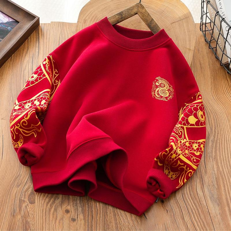 冬季男童奥粒绒本命年卫衣新年装