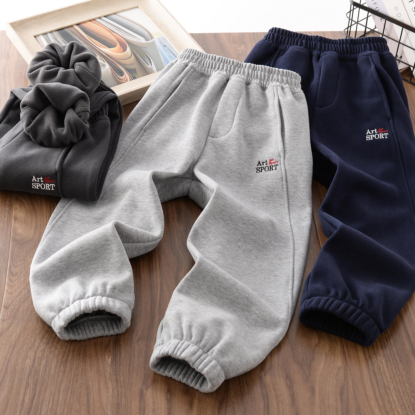 男童冬季百搭加绒运动裤保暖棉裤