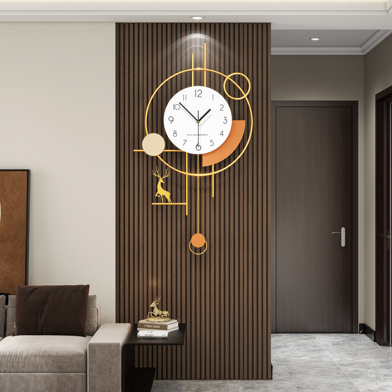 现代轻奢挂钟客厅高级感