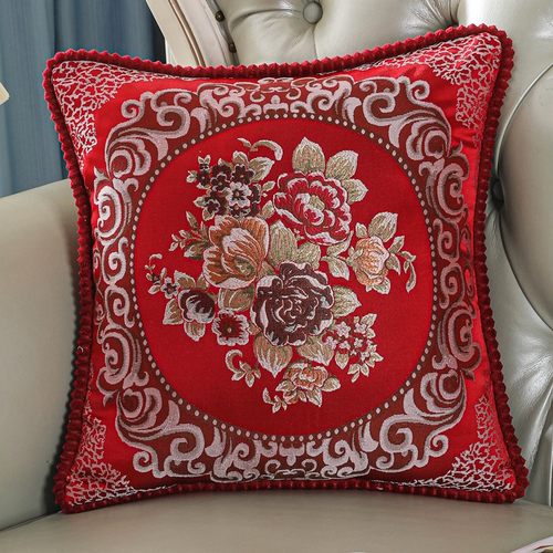 中式刺绣欧式客厅实木沙发靠垫抱枕套靠枕床头大靠背汽车腰枕飘窗