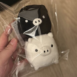 超萌日系潮玩绝版san黑白猪12cm小挂件中古叠叠猪玩偶送礼物