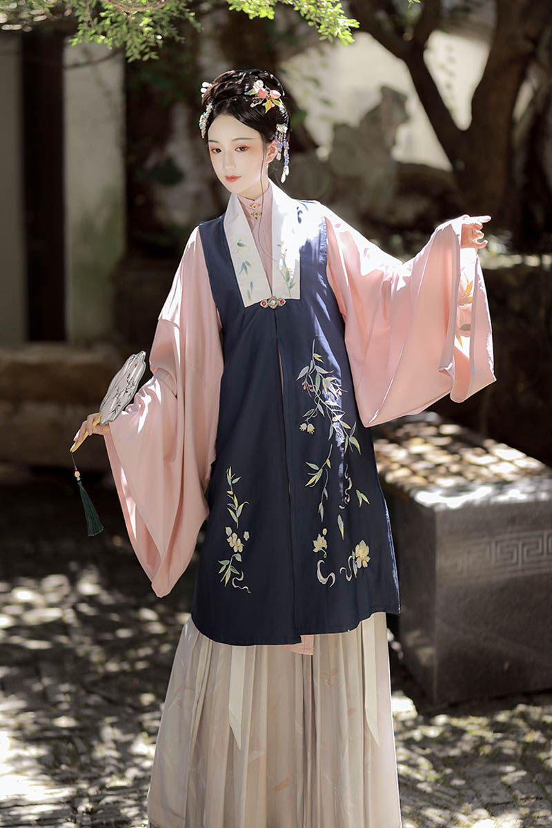 檀香阁原创汉服【冷竹篱】比甲立领印花裙子中国风明制女夏季白菜