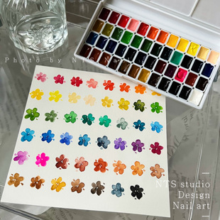 美甲晕染彩绘48色水彩颜料0.5ml格 ins大地色系 NTS.nail 甄选