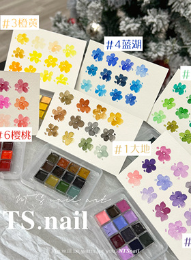 NTS.nail 甄选色系 日系美甲6个色系 12色蓝色紫色红色美甲水彩盘