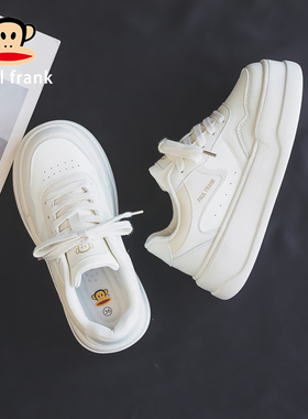 大嘴猴圆头德训小白鞋女2026春季新款配裙子爆款百搭面包厚底板鞋