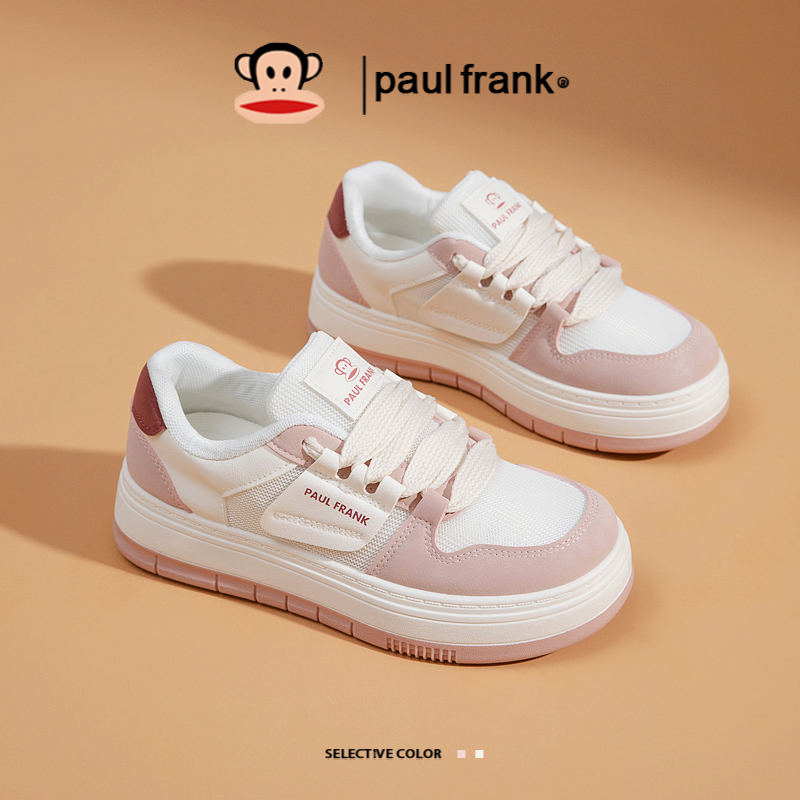 大嘴猴女鞋秋季厚底网面小白鞋