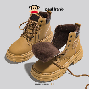 英伦风大黄靴炸街小短靴 新款 大嘴猴厚底加绒马丁靴女款 2025秋冬季