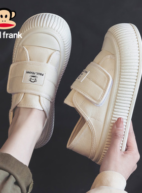 大嘴猴一脚蹬魔术贴帆布鞋女鞋2026春季新款小白鞋软底防滑孕妇鞋