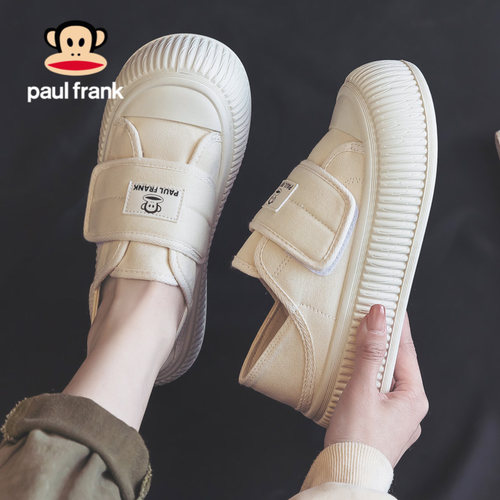 大嘴猴一脚蹬魔术贴帆布鞋女鞋