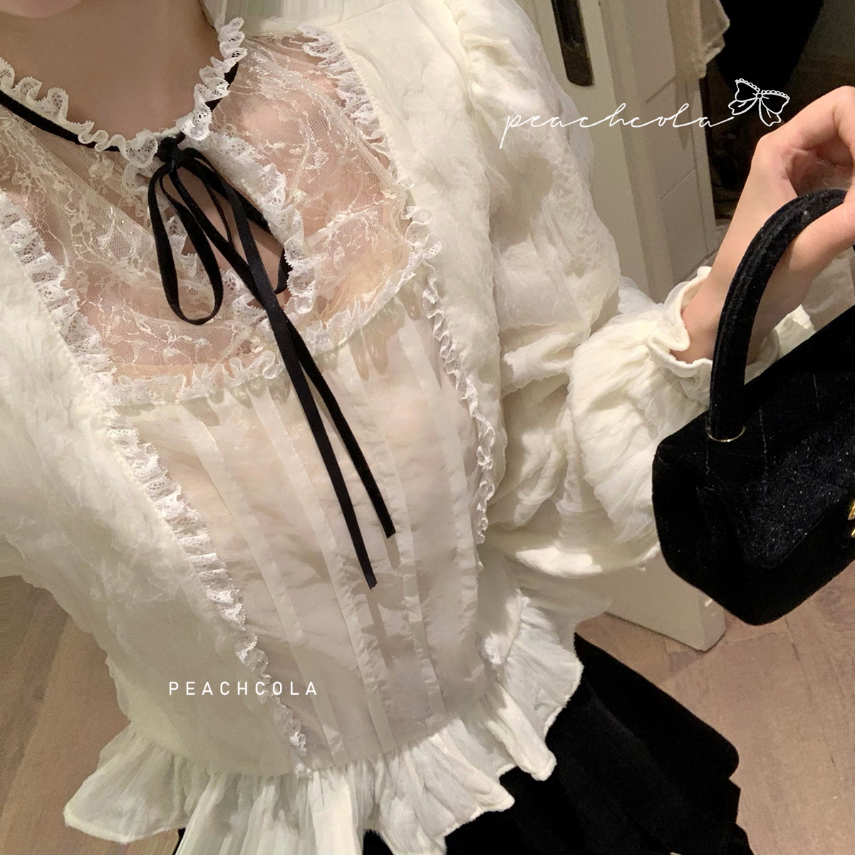 【清仓福利 限时7折】《白色碎星》长袖宫廷风衬衣半身短裙套装