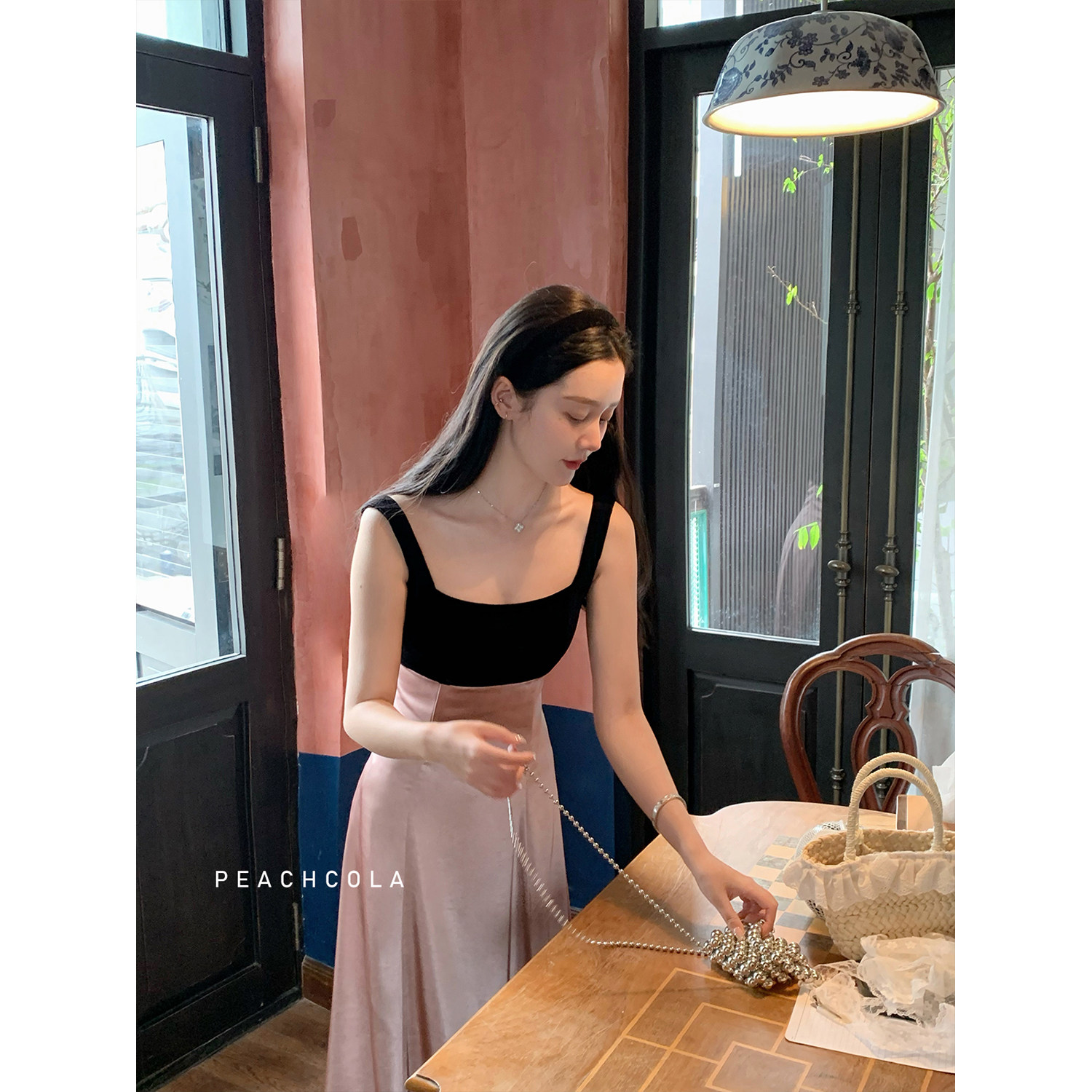 【清仓福利 限时7折】桃可了◆《腮红》显瘦缎面拼接连衣裙,女装/女士精品,连衣裙,淘宝优惠券,粉丝福利购,淘宝优惠卷