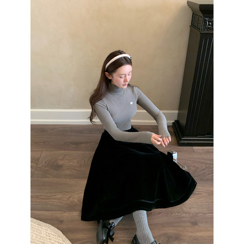 桃可了 自发热 温柔显白弹力羊毛针织磨毛打底衫女内搭纯色上衣冬