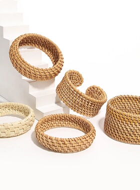 圆圈手镯草编手环藤编手镯