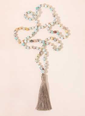 天然石串珠项链玛拉珠流苏