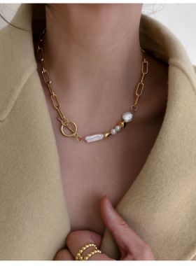 珍珠拼接项链短款锁骨链