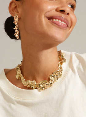 液态褶皱不规则项圈金属熔岩项链