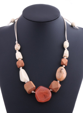 亚克力石头木珠吊坠项饰