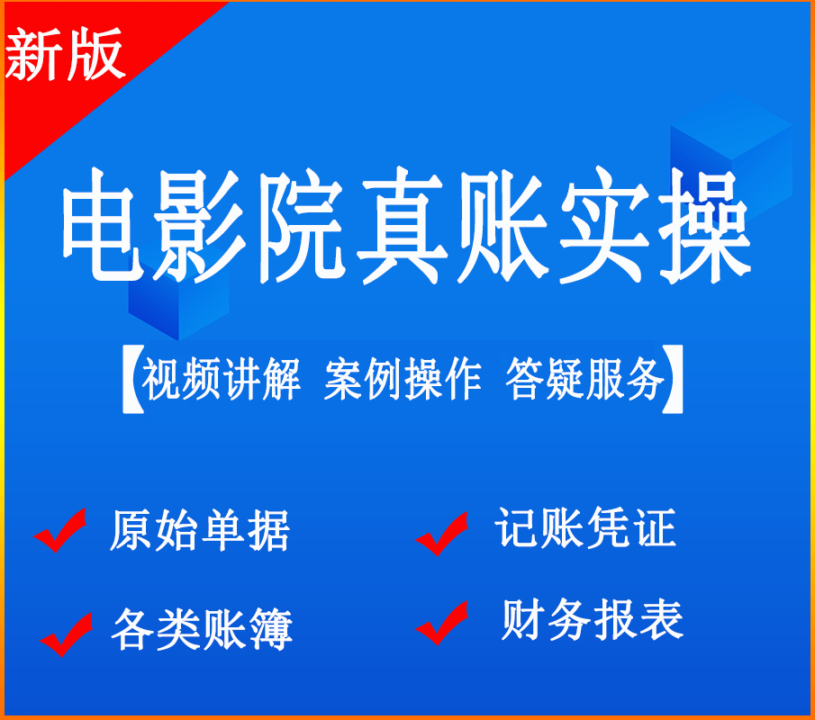 电影院行业做账真账实训实操练习演练纳税申报全盘账视频网课答疑