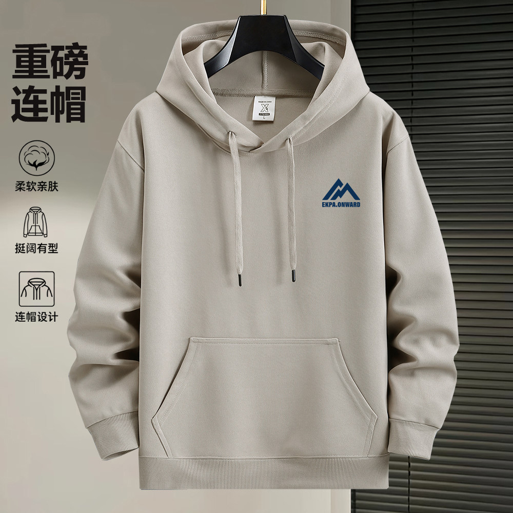 秋冬季加绒加厚卫衣男士潮牌连帽衫青少年学生上衣服宽松运动外套