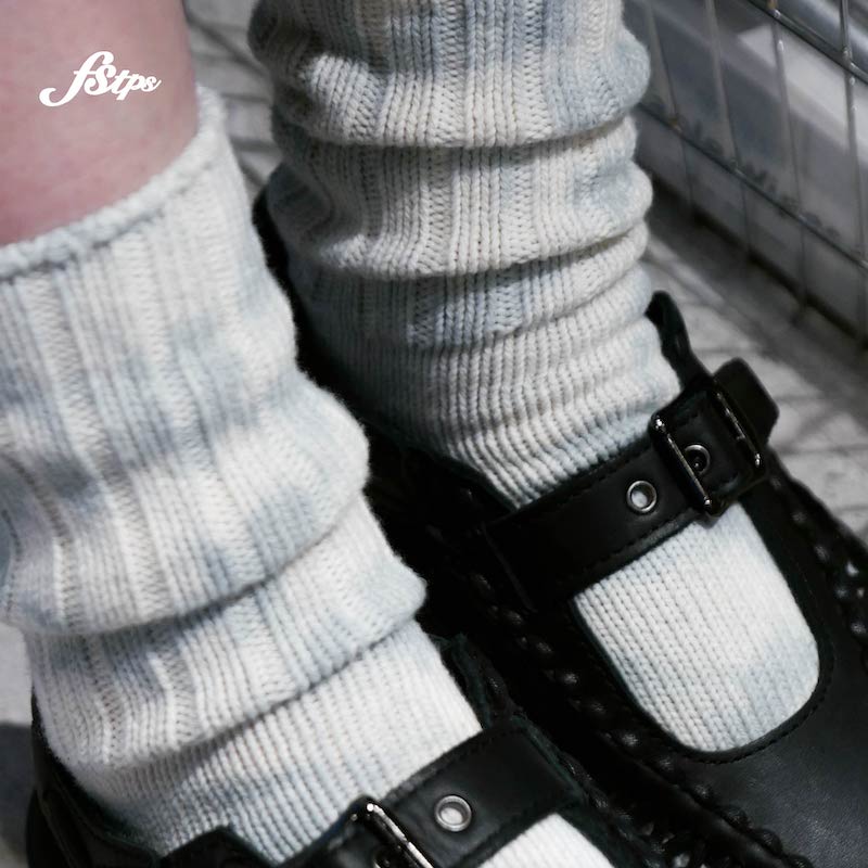 FSTPS扎染袜子2024秋季新款秋冬保暖堆堆袜ins潮双针女袜配乐福鞋