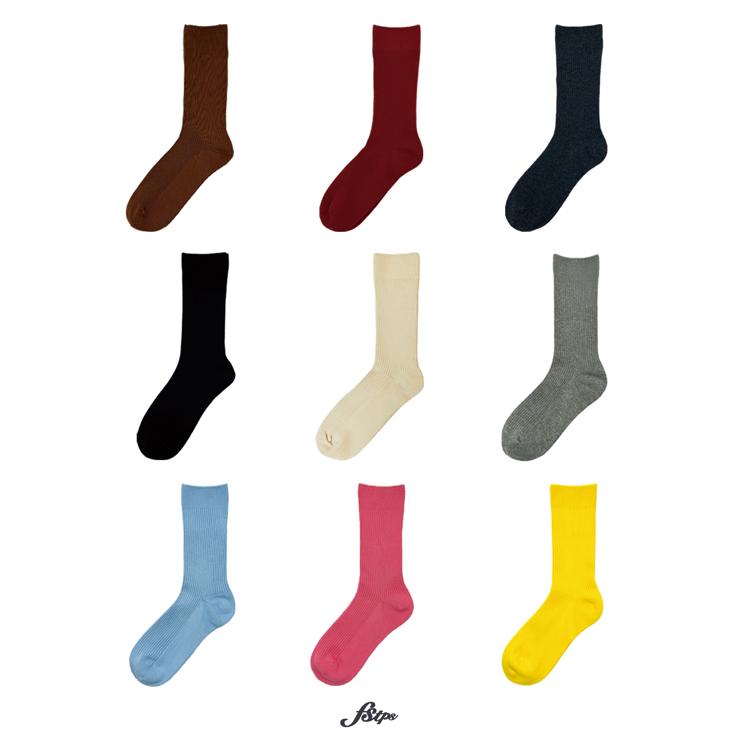 FSTPS红色堆堆袜女精梳棉中筒袜