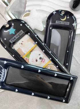 批发供应原创黑色系4连拍ins照片卡片挂件钥匙圈卡套卡夹爱豆礼物