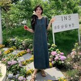 法式复古巨好看温柔风连衣裙女2025夏季新款宽松显瘦百搭牛仔长裙，女装连衣裙，2D118