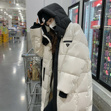 韩版时尚中长款保暖连帽羽绒服女2025冬季新款显瘦加厚白鸭绒外套，女装羽绒服，2D118