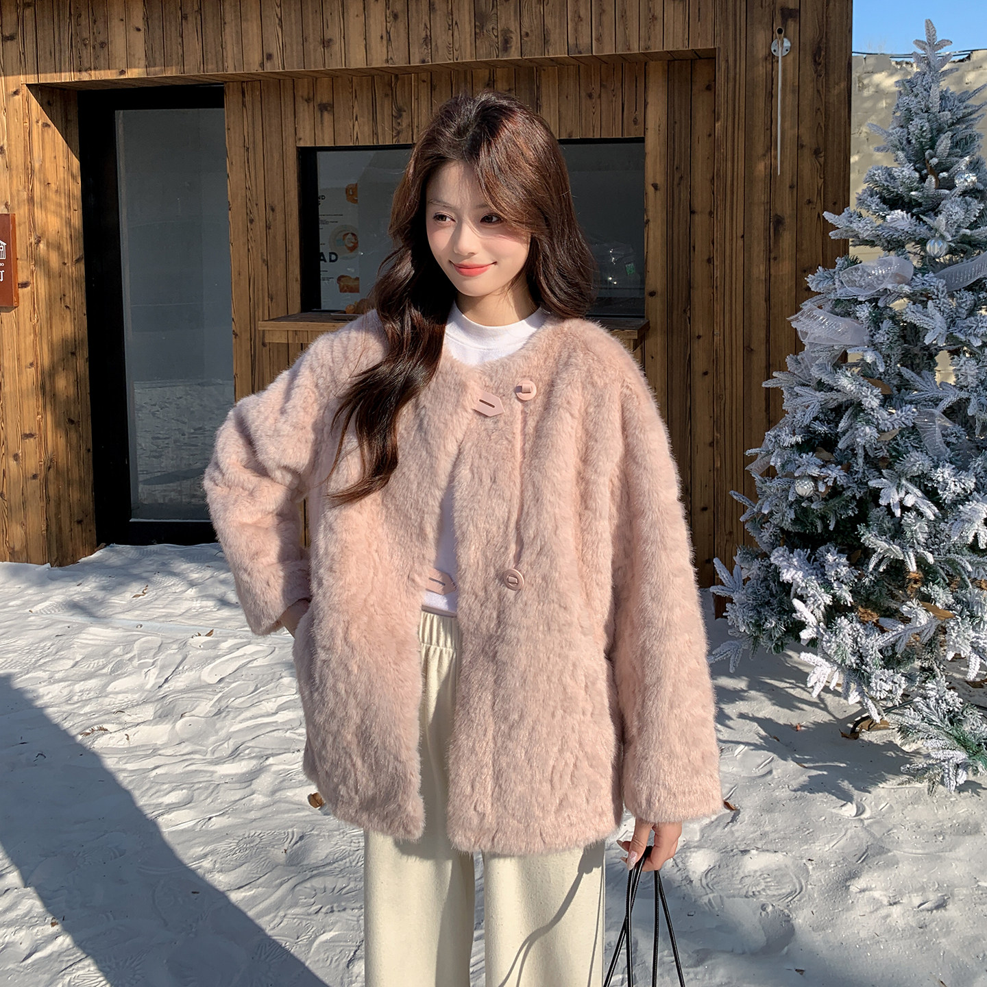 新品皮毛一体外套2D118-6183-P225-K338,女装短外套,2D118