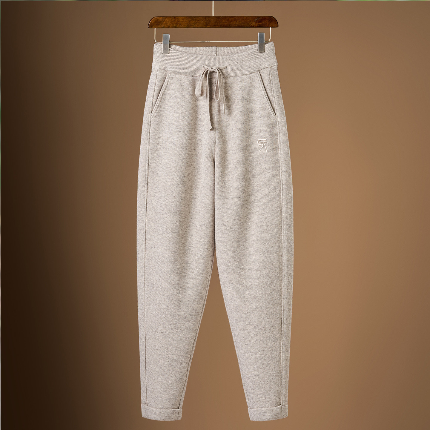 高级羊毛针织哈伦裤女春款百搭显瘦高腰萝卜裤宽松小脚休闲裤长裤