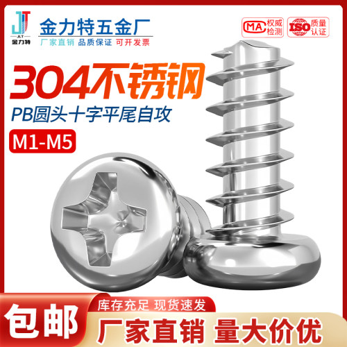 PB 304不锈钢十字圆头平尾自攻小螺丝电子盘头木螺钉M1M2M3M4M5mm
