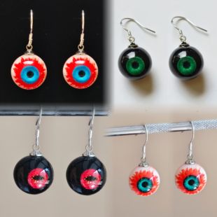 1.4cm小号血丝眼球耳钉 眼珠耳环 耳钩 耳夹多色