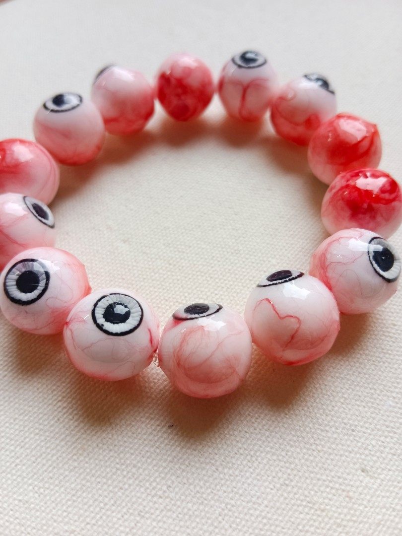 小众血腥仿真眼球眼珠手链,仿真血丝眼球手串,可定制颜色