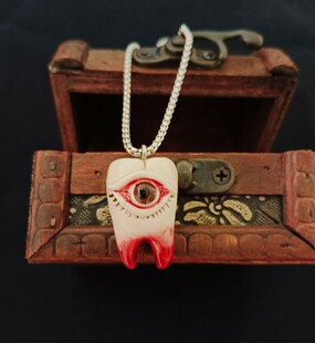 小众手工暗黑牙齿项链 眼珠眼球项链