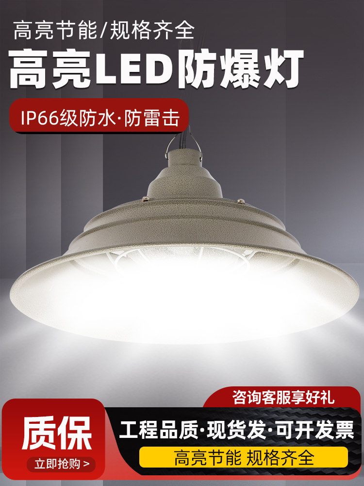 led防爆工矿灯防水防眩目化工厂房灯超亮100w车间照明仓库吊灯