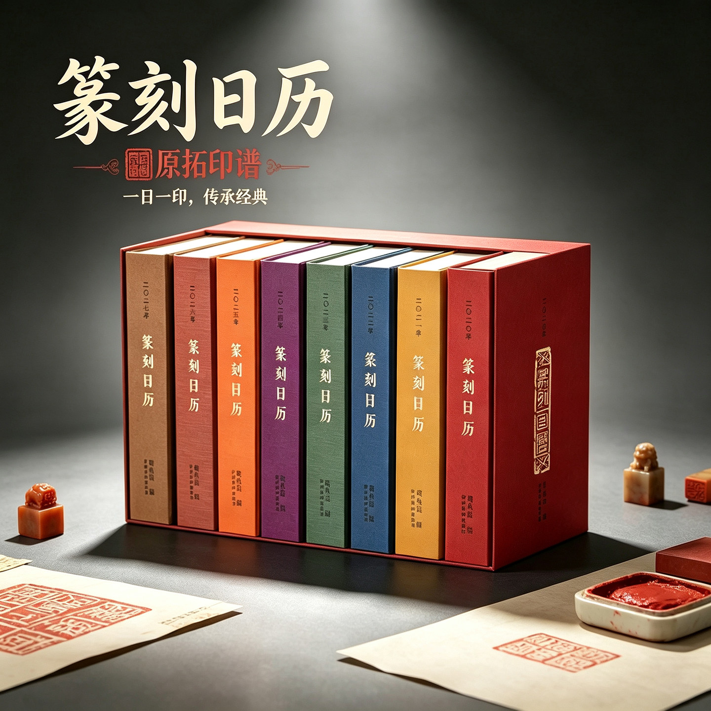 【爆款任选】西泠印社2020-2027年篆刻日历挂历及笔记本 篆刻印谱艺术台历本印面边款释文赵叔孺吴昌硕等历代名人印章主题收藏鉴赏图片