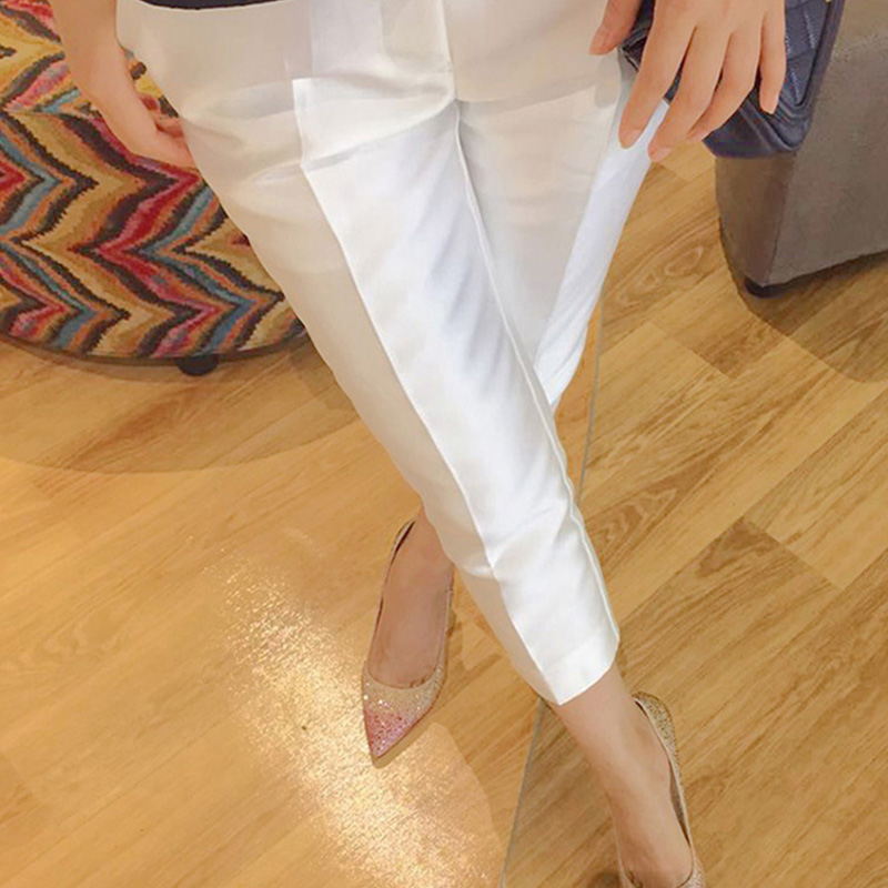 春夏夏姿陈同款白色黑色八9分女裤休闲直筒高级感西装裤版型好