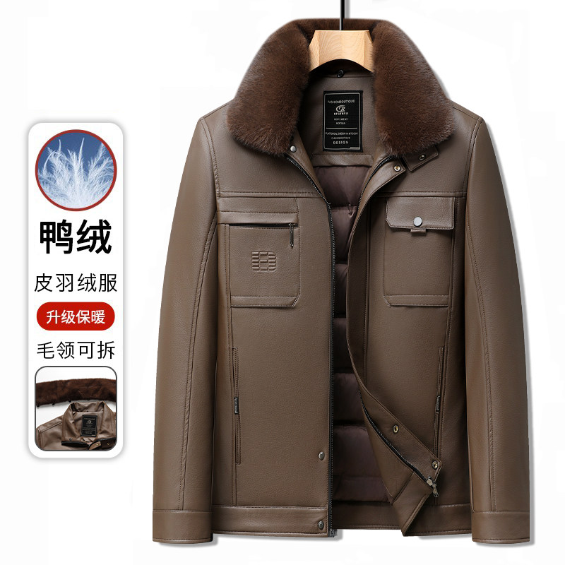 29827款中年男士皮衣羽绒服羽绒服